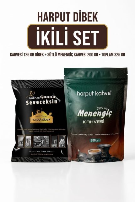 İkili Set 125 gr Dibek Kahvesi + 200 gr Sütlü Toz Menengiç Kahvesi (Toplam 325 gr)