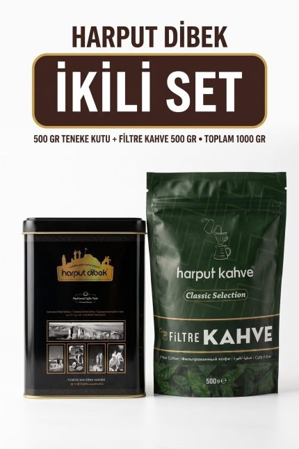 İkili Set 500 gr Teneke Kutu Dibek Kahvesi + 500 gr Filtre Kahve (Toplam 1000 gr)