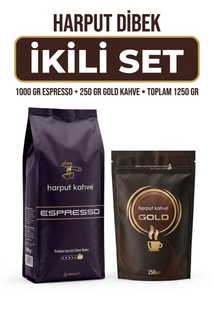 İkili Set 1000 gr Espresso Premium Roasted Coffee Beans + 250 gr Gold Kahve