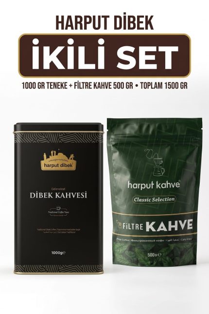İkili Set 1000 gr Teneke Kutu Dibek Kahvesi + 500 gr Filtre Kahve (Toplam 1500 gr)