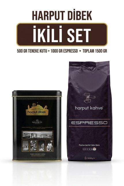 İkili Set 500 gr Teneke Dibek Kahvesi + 1 kg Espresso Çekirdek