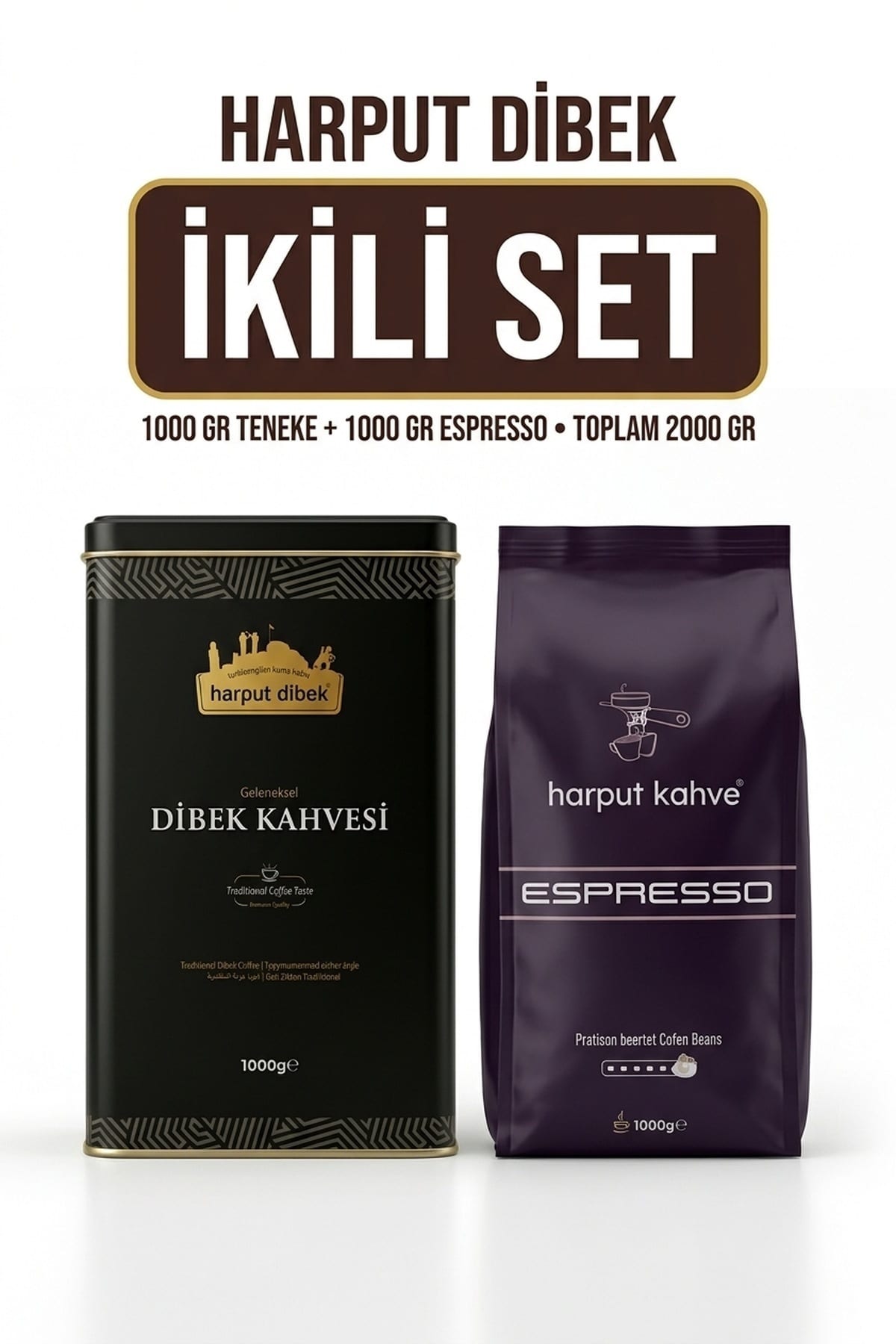 76c2d39b1e31c2cd.jpg İkili Set 1 kg Teneke Dibek Kahvesi + 1 kg Espresso Çekirdek - Görsel 1