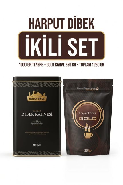 İkili Set 1000 gr Teneke Kutu Dibek Kahvesi + 250 gr Gold Kahve (Toplam 1250 gr)