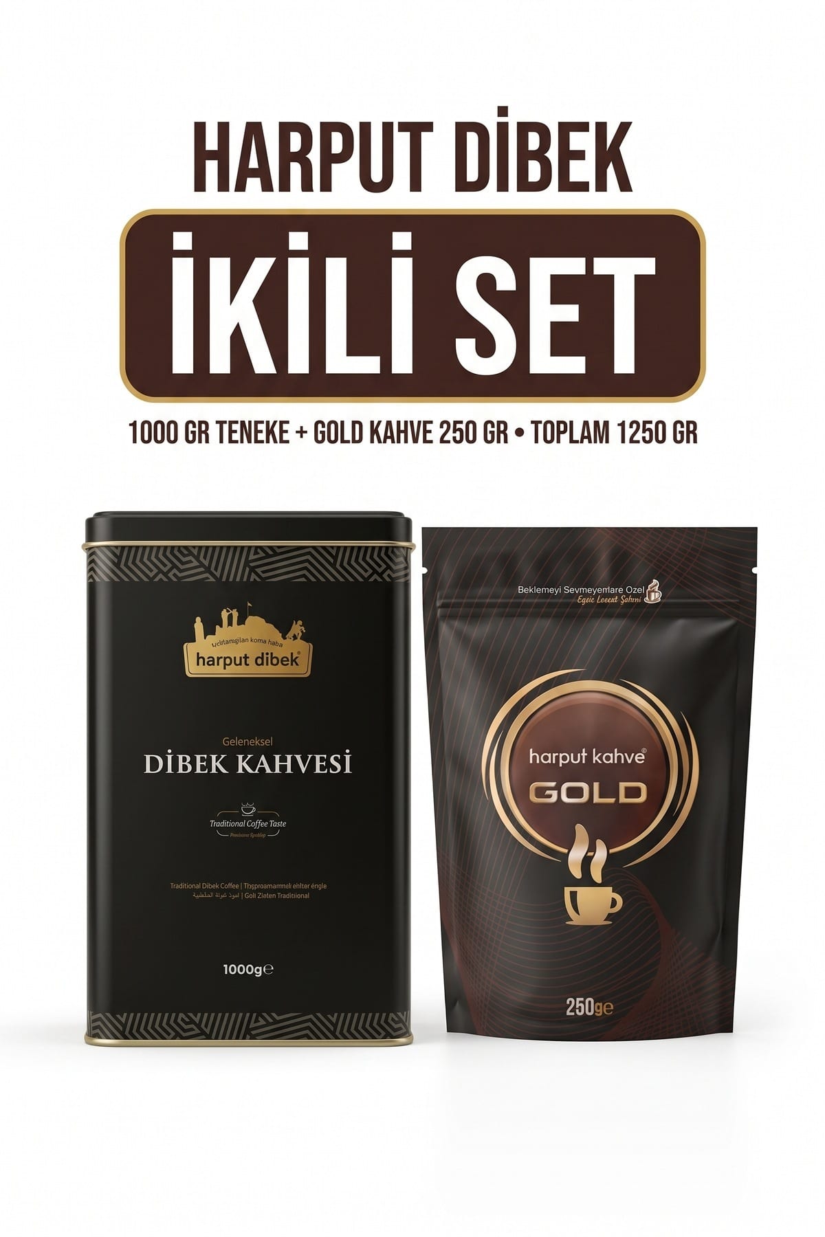 7a7a516729b6187a.jpg İkili Set 1000 gr Teneke Kutu Dibek Kahvesi + 250 gr Gold Kahve (Toplam 1250 gr) - Görsel 1