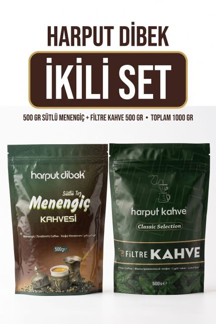 İkili Set 500 gr Sütlü Toz Menengiç Kahvesi + 500 gr Filtre Kahve (Toplam 1000 gr)