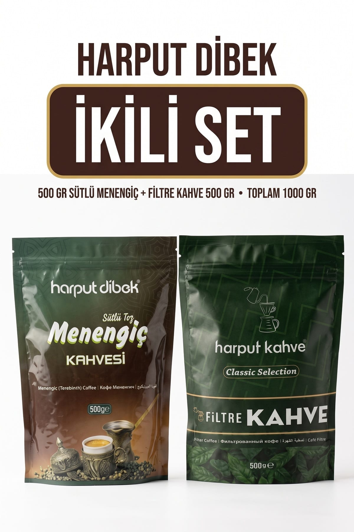 7cc14507ebafa1e3.jpg İkili Set 500 gr Sütlü Toz Menengiç Kahvesi + 500 gr Filtre Kahve (Toplam 1000 gr) - Görsel 1
