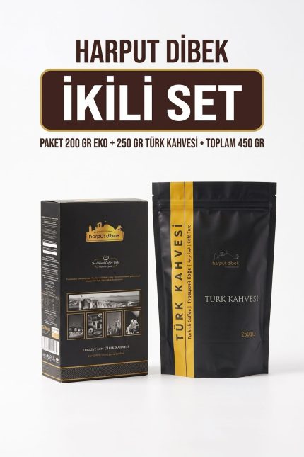 İkili Set 200 gr Eko Paket Dibek Kahvesi + 250 gr Türk Kahvesi (Toplam 450 gr)