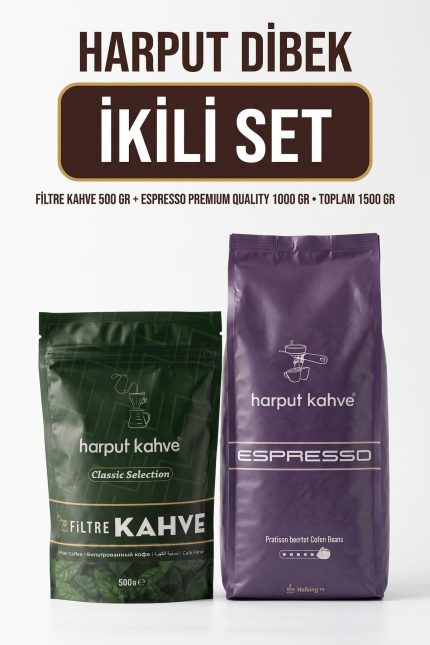 İkili Set 500 gr Filtre Kahve + 1000 gr Espresso Premium Roasted Coffee Beans