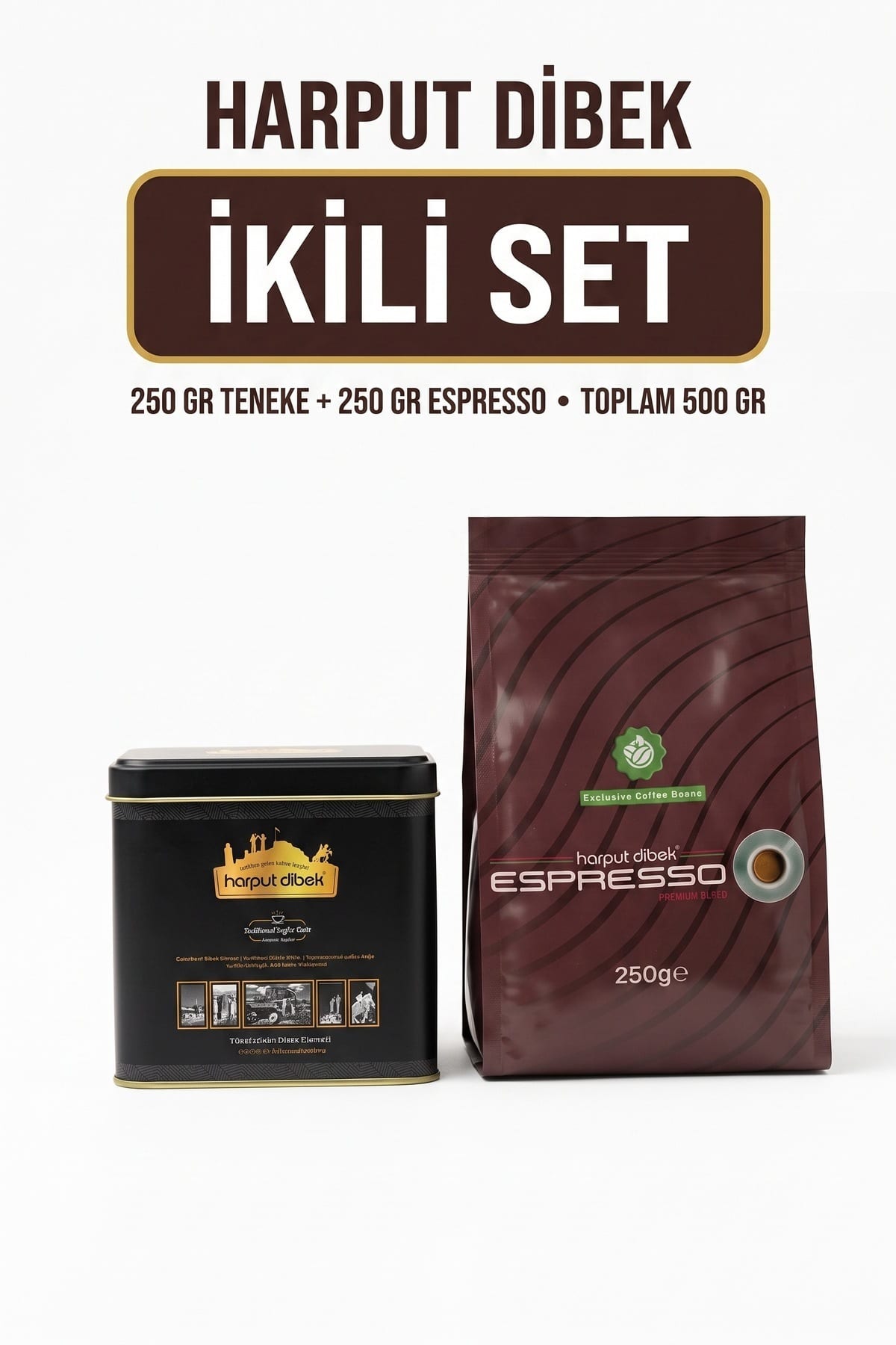 d6460a5783dd7c25.jpg İkili Set 250 gr Teneke Kutu Dibek Kahvesi + 250 gr Espresso Premium Blend - Görsel 1