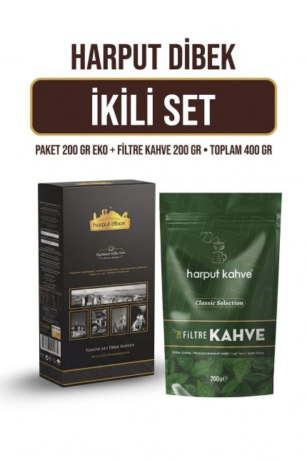 İkili Set 200 gr Eko Paket Dibek Kahvesi + 200 gr Filtre Kahve (Toplam 400 gr)