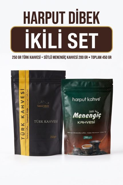 İkili Set 250 gr Türk Kahvesi + 200 gr Sütlü Toz Menengiç Kahvesi (Toplam 450 gr)